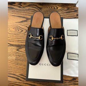 Gucci Princetown Mules - Black, Size 38.5
